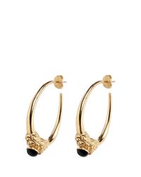 Ela Stone | Metallic 'arie' Lion Head Onyx Brass Hoop Earrings | Lyst