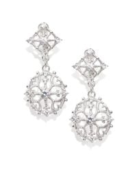 Judith Ripka | Metallic White Sapphire Sterling Silver Lace Drop Earrings | Lyst