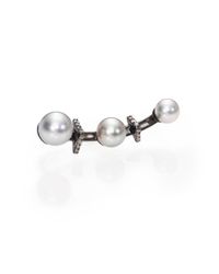 Phyne By Paige Novick | Metallic Gigi 5Mm-6.5Mm Grey Akoya Pearl, Diamond & Blackened 14K White Gold Single Ear Cuff | Lyst