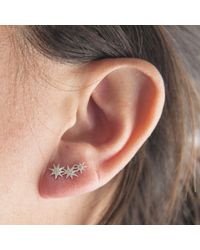 Anne Sisteron - Metallic 14kt White Gold Diamond Triple Starburst Earrings - Lyst