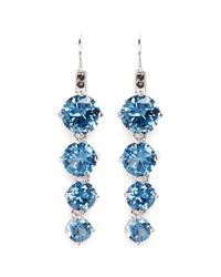 CZ by Kenneth Jay Lane | Blue Round Cut Cubic Zirconia Drop Earrings | Lyst