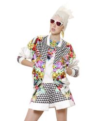 Manish Arora | White Cotton Satin Printed Bomber Jacket | Lyst