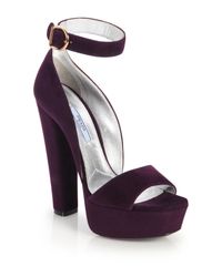 Prada | Purple Suede Platform Sandals | Lyst