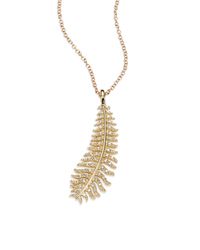 Mizuki | Metallic Wings Of Desire Diamond & 14K Yellow Gold Feather Charm Necklace | Lyst