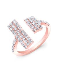 Anne Sisteron - Pink 14kt Rose Gold Diamond Double Brick Ring - Lyst