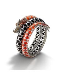 John Hardy | Red Double Coil Bracelet With Autumn Color Way Enamel | Lyst