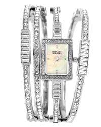 Badgley Mischka | Metallic Silver Crystal Multi Bangle Watch Set | Lyst