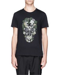 Alexander McQueen | Black Floral Skull T-shirt for Men | Lyst
