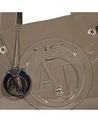Armani Jeans | Gray Handbag Patent Leather Classic Mini Shopping Bag + Rh 29x20x10 Cm | Lyst