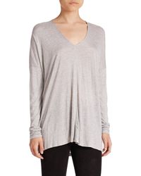 VINCE | Gray Long-sleeve V-neck Top | Lyst