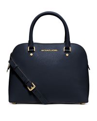 MICHAEL Michael Kors | Blue Cindy Medium Saffiano Leather Satchel | Lyst