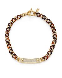 Michael Kors | Metallic Plaque Tortoise-Print Curb Chain Necklace | Lyst