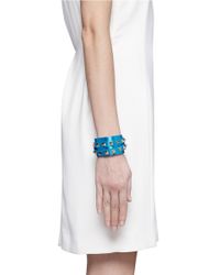 Valentino | Blue Rockstud Double Wrap Leather Bracelet | Lyst