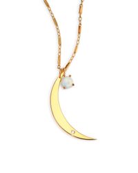 Jennifer Zeuner | Metallic Cosette Opal & Diamond Crescent Pendant Necklace | Lyst