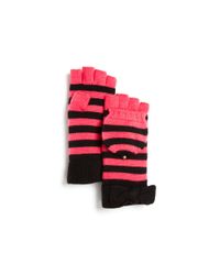 Kate Spade | Pink Merino Wool Striped Pop-top Mittens | Lyst