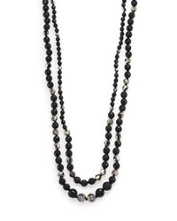 Chan Luu | Gray Black Onyx & Crystal Two-strand Beaded Necklace | Lyst
