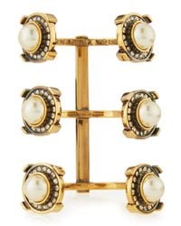 Alexander McQueen | Yellow Crystal & Pearly Golden Military Bracelet | Lyst