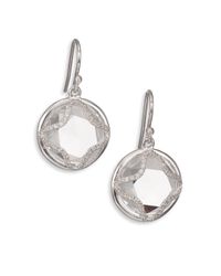 Mija | Metallic White Sapphire Framed Button Drop Earrings | Lyst
