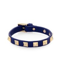 Valentino | Blue Rockstud Small Leather Bracelet | Lyst