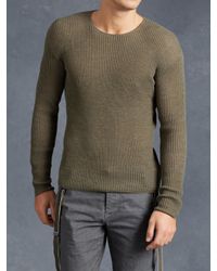 John Varvatos | Green Waffle Stitch Crewneck for Men | Lyst
