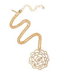 Oscar de la Renta | Metallic Golden Swarovski Crystal Pavé Flower Brooch | Lyst