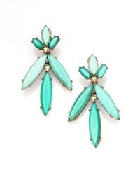 Oscar de la Renta | Blue Swarovski Crystal Stone Clipon Earrings | Lyst