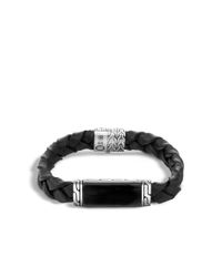 John Hardy | Black Classic Chain 12mm Bracelet In Silver And Leather, Gemstone for Men | Lyst