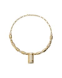 Faraone Mennella | Metallic 18k Yellow Gold Bullet Necklace with White Diamonds | Lyst