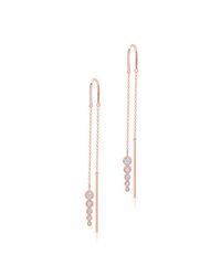 Anne Sisteron - Metallic 14kt Rose Gold Bezel Set Diamond Threader Earrings - Lyst