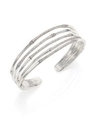 John Hardy | Metallic Bamboo Diamond & Sterling Silver Five-Row Cuff Bracelet | Lyst