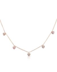 Anne Sisteron - Pink 14kt Rose Gold Diamond Hearts Necklace - Lyst