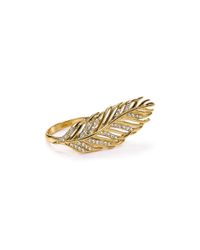 Rebecca Minkoff | Gold Feather Knuckle Duster Ring | Lyst