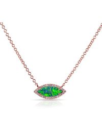 Anne Sisteron - Pink 14kt Rose Gold Opal Diamond Mini Marquis Necklace - Lyst