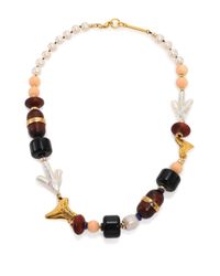 Lizzie Fortunato | Metallic Pacific Pearl & Wood Beaded Strand Necklace | Lyst