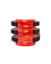 Alexander McQueen | Red Plexi Plaque Leather Cuff | Lyst