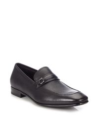 Ferragamo | Brown Manuel Pebbled Leather Loafers for Men | Lyst
