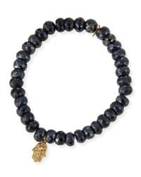 Sydney Evan | Black Rondelle White Gold Charm Bracelet | Lyst