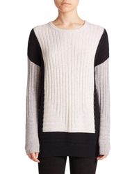 VINCE | White Colorblock Intarsia Wool/cashmere Sweater | Lyst