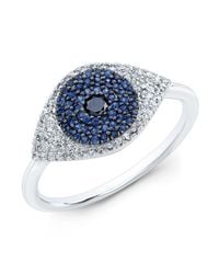 Anne Sisteron - Metallic 14kt White Gold Diamond And Blue Sapphire Evil Eye Ring - Lyst