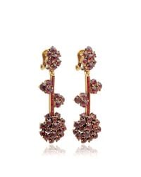 Oscar de la Renta | Metallic Crystal Flower Drop Earrings | Lyst