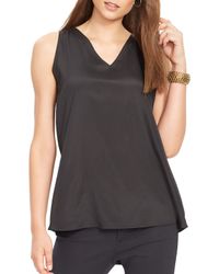 Pink Pony | Black Lauren Crepe Tank | Lyst