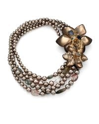 Alexis Bittar | Metallic Imperial 8Mm-12Mm Grey Round Shell Pearl, Lucite & Crystal Flower Torsade Necklace | Lyst