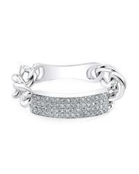 Anne Sisteron - 14kt White Gold Diamond Id Tag Ring - Lyst