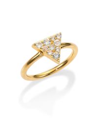Elizabeth and James | Metallic Valencia Pave White Topaz Triangle Ring | Lyst