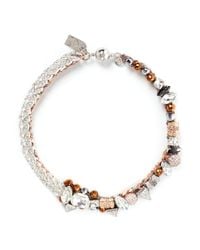 Assad Mounser | Metallic 'tania' Rhinestone Pavé Swarovski Gem Necklace | Lyst