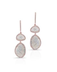 Anne Sisteron | Metallic 14kt Rose Gold Labradorite Diamond Splendor Earrings | Lyst