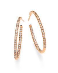Roberto Coin | Metallic Diamond & 18k Rose Gold Inside-outside Hoop Earrings/1.15 | Lyst