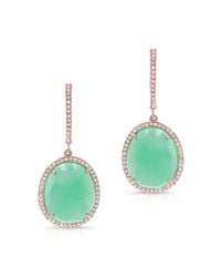 Anne Sisteron | Pink 14kt Rose Gold Chrysoprase Diamond Oval Earrings | Lyst