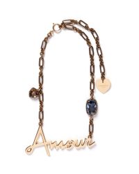 Lanvin | Metallic 'amour' Crystal Brass Necklace | Lyst