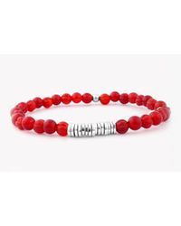 Tateossian - Disc Round Red Carnelian Beaded Bracelet With Silver Spacer Discs for Men - Lyst
